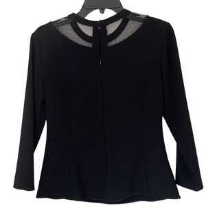 Ann Taylor black dressy top, Size 2, w/sheer neckline